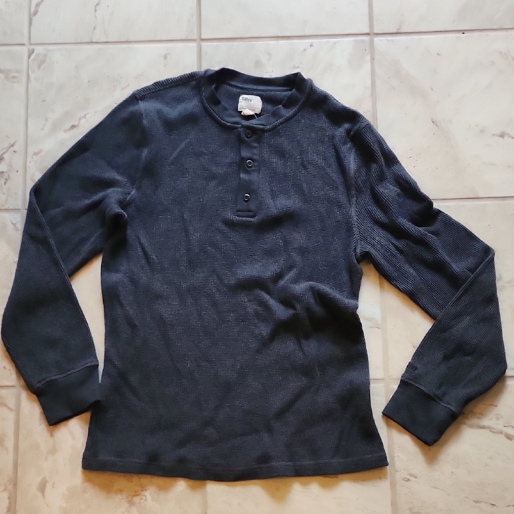 Md Black Long Sleeve Henley Shirt